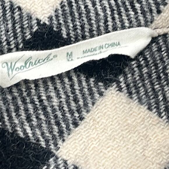 Woolrich S/M Women's Black, Ivory Plaid Shacket Shirt Jacket Wool Blend Button - Picture 3 of 16